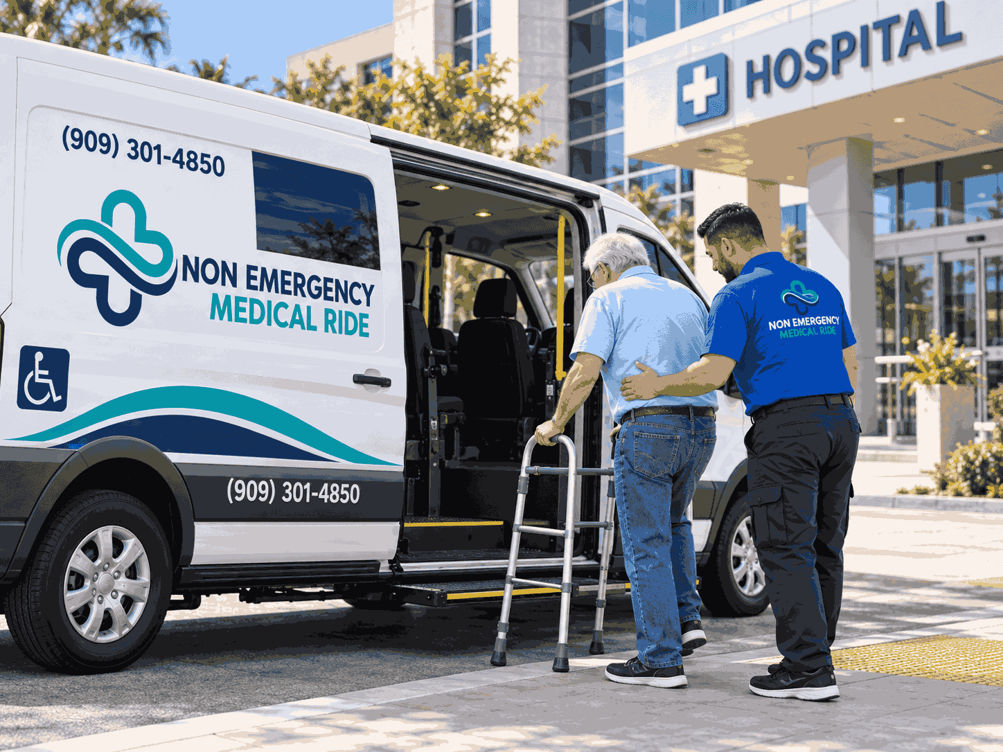 Ambulatory medical transportation by Non Emergency Medical Ride in Los Angeles County