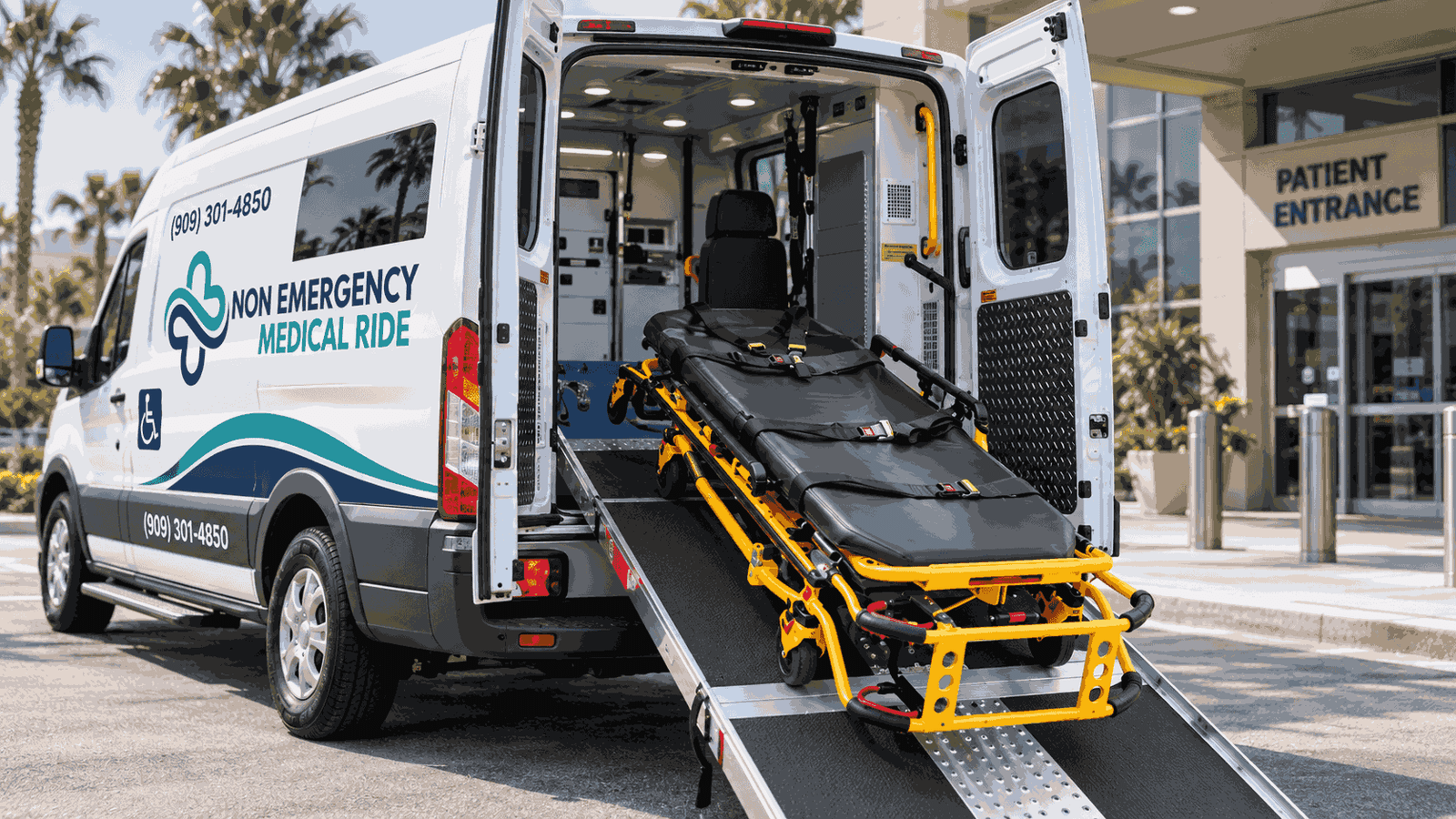 Stretcher and gurney medical transportation by Non Emergency Medical Ride in Los Angeles County